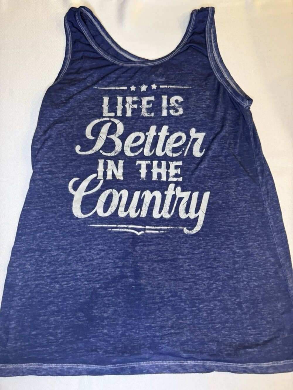 Maurice's Women's Navy Pullover Tank Top Size M "Life Is Better In The Country"